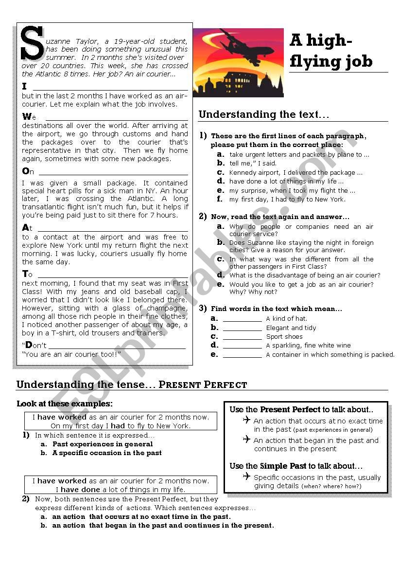 A high flying job worksheet