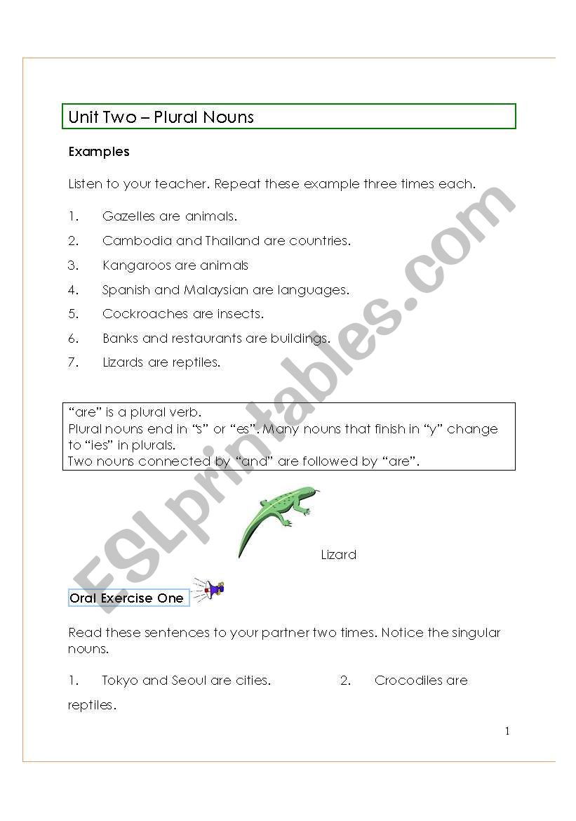 Plural Nouns worksheet