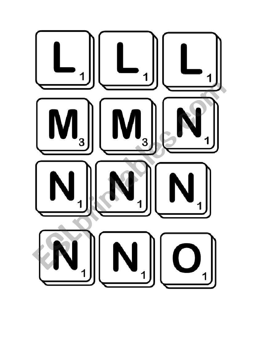 printable scrabble tiles esl worksheet by wrcfan