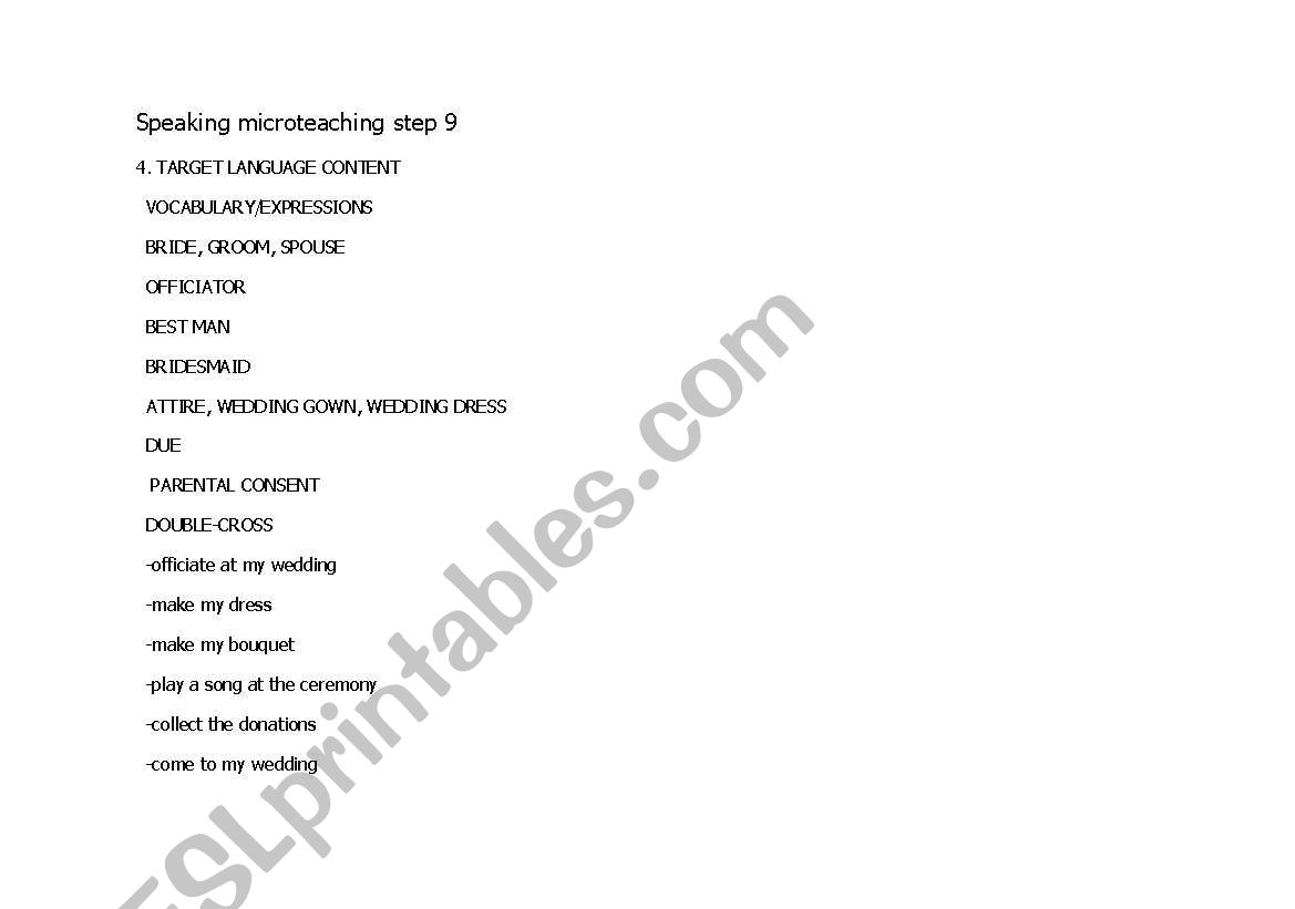 wedding worksheet