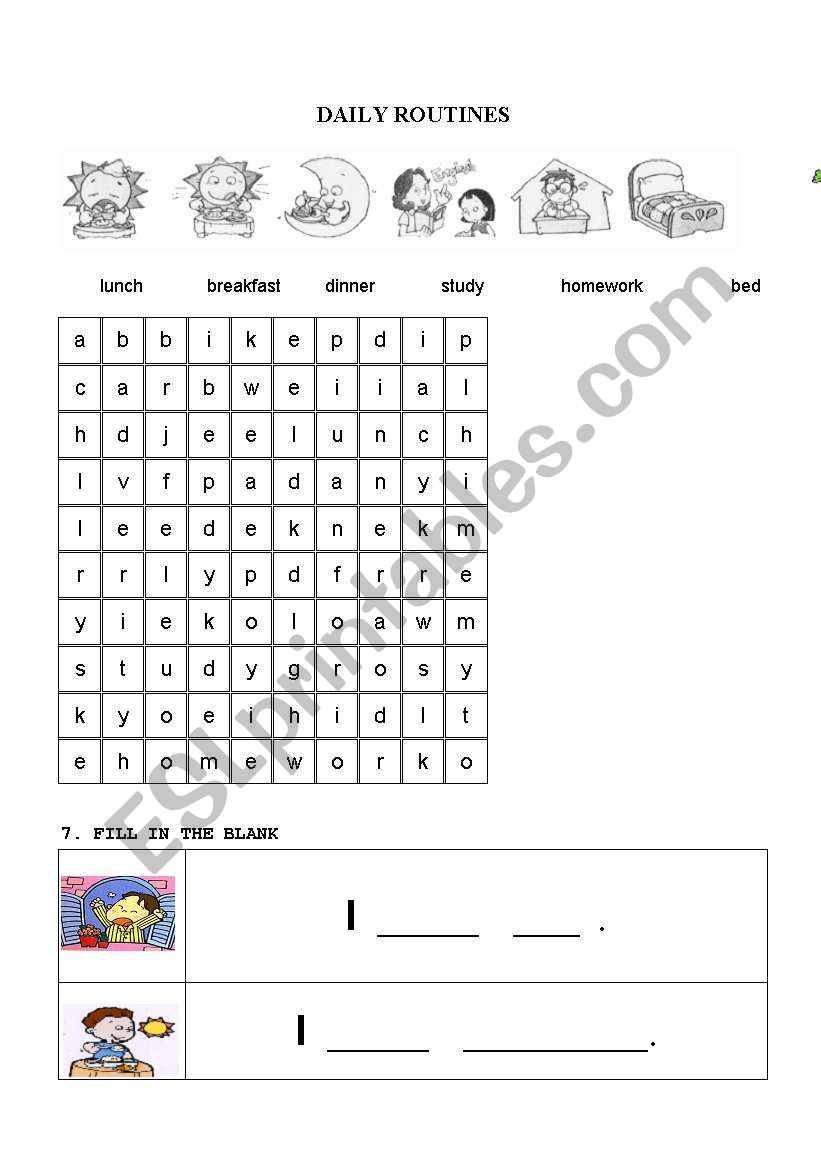 Daily Routines worksheet