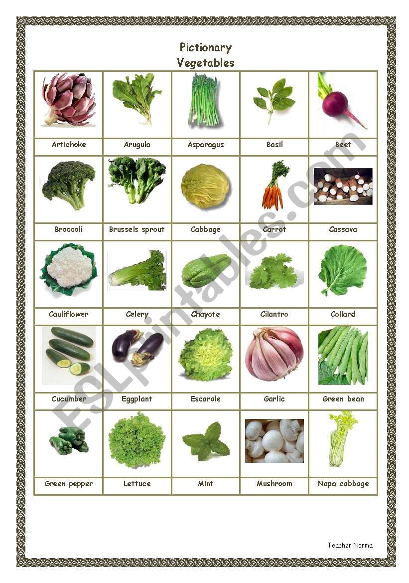 Pictionay - Vegetables worksheet