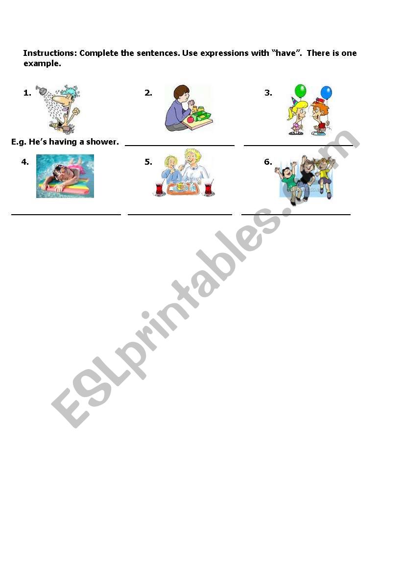 Collocations with have worksheet