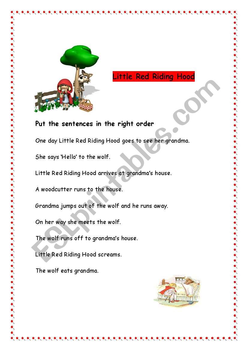 Little Red Riding Hood Worksheet Esl Worksheet By Raquelgil