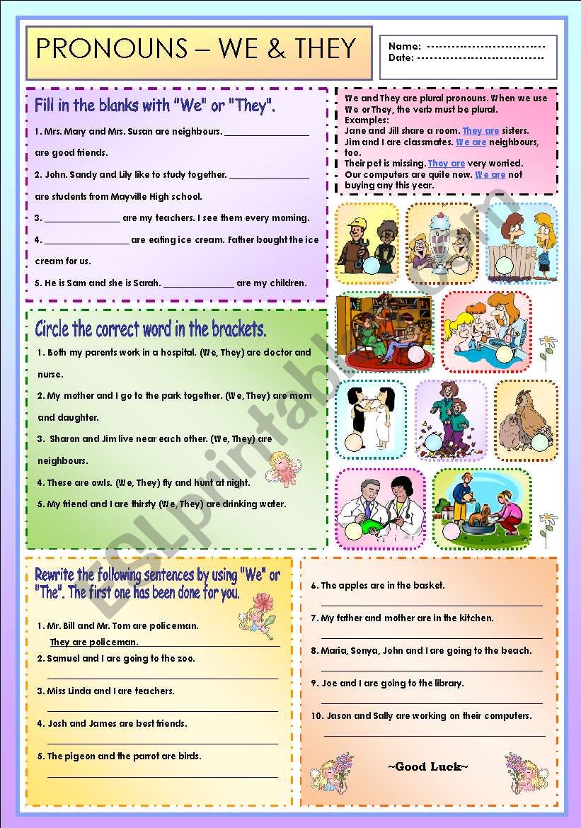 Pronouns - We & They worksheet