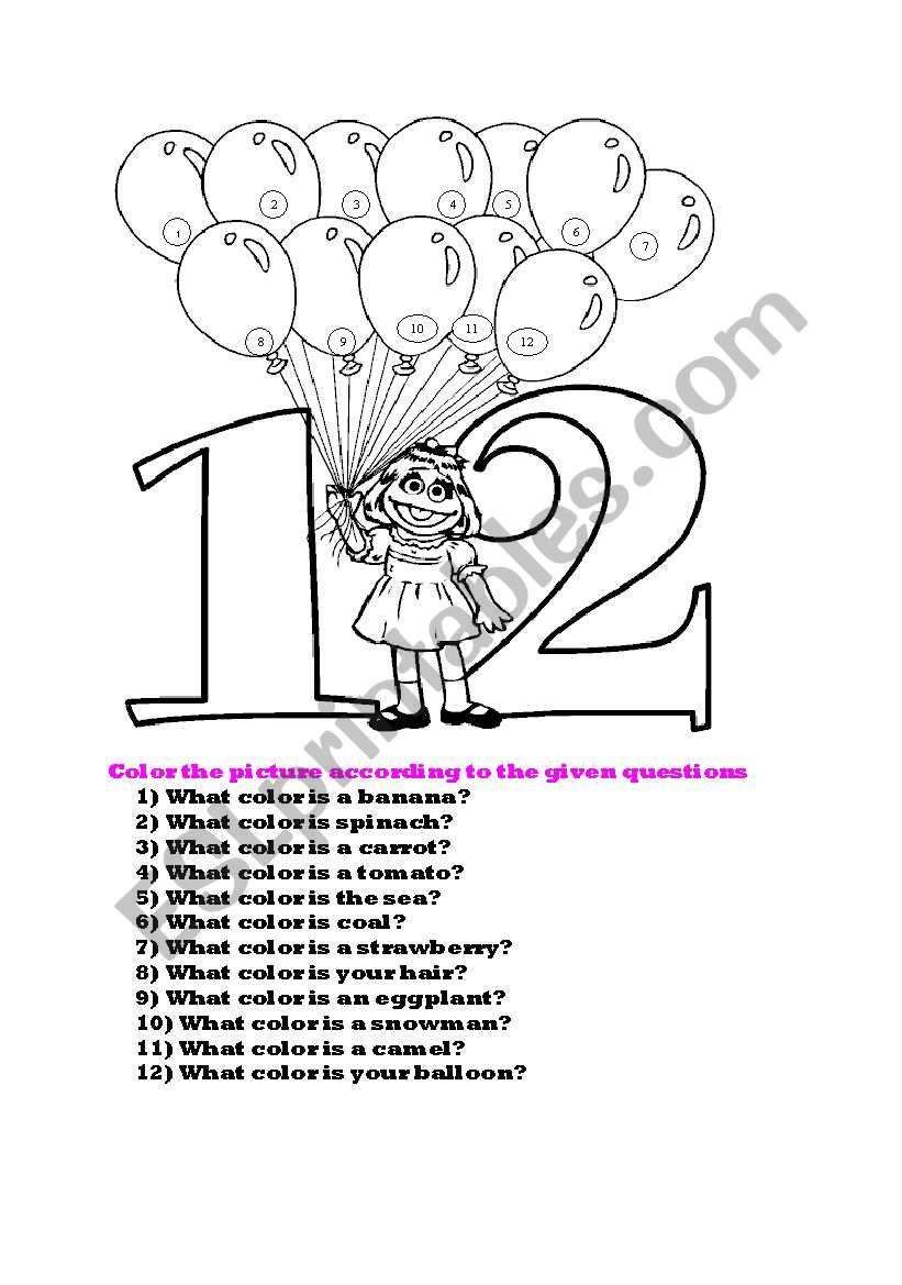 Happy Balloons worksheet