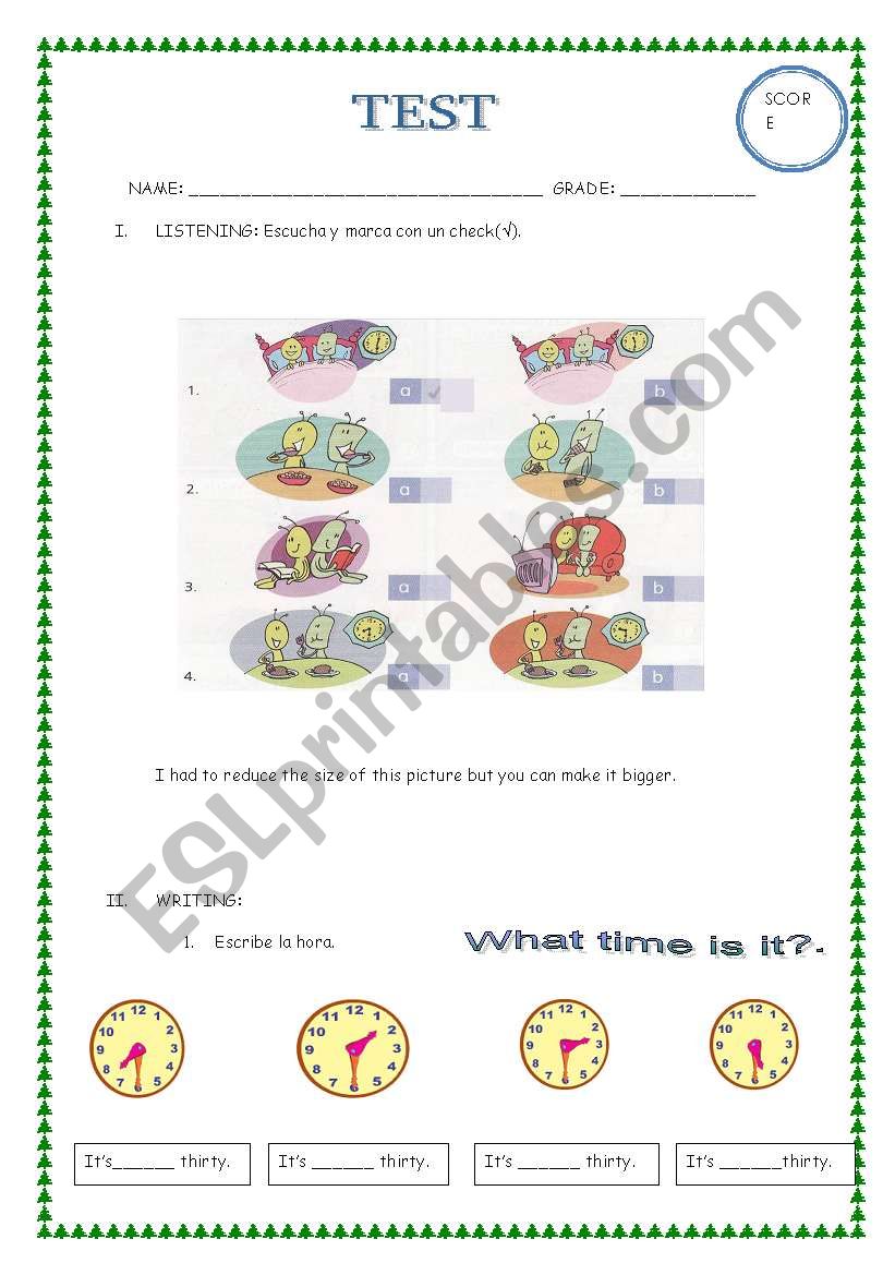 Test 4Âº grade: Present Simple