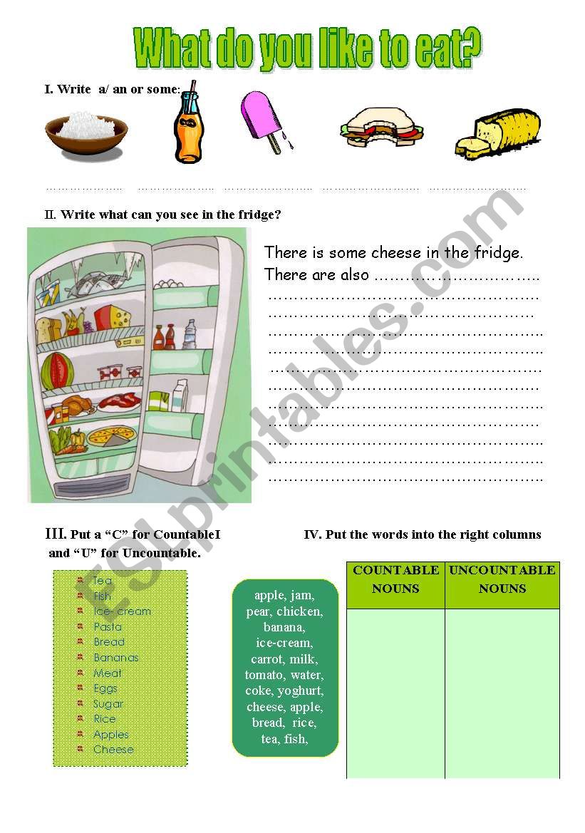 WHAT DO YOU LIKE TO EAT? worksheet