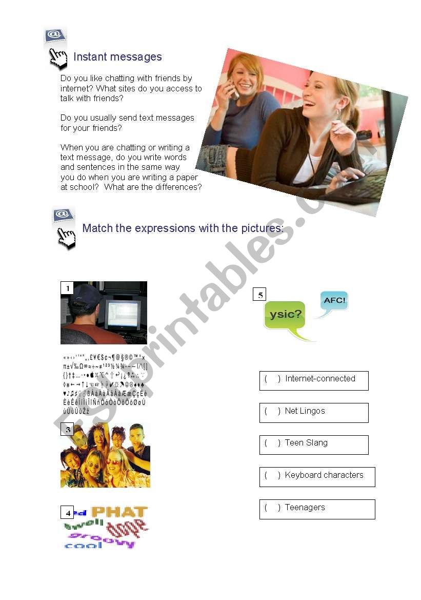 R U online? - part 1 worksheet