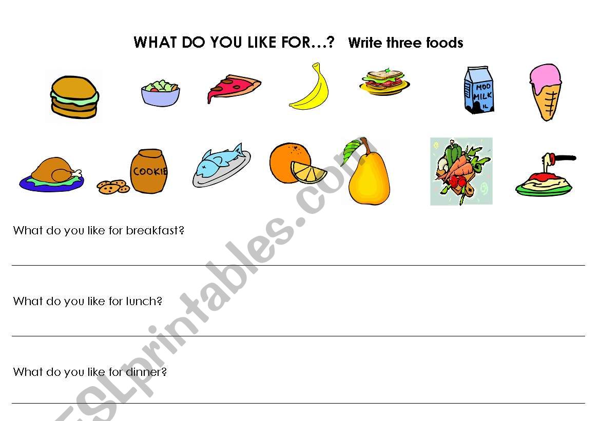 what do you like for...? worksheet