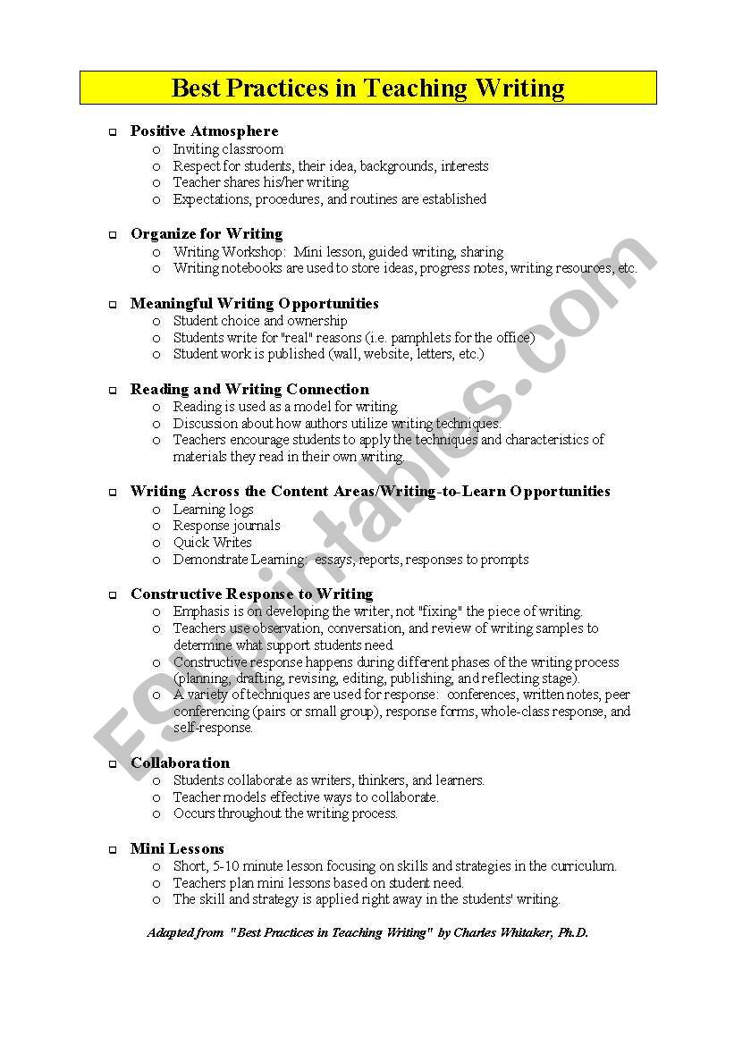 Best ways of Writing worksheet