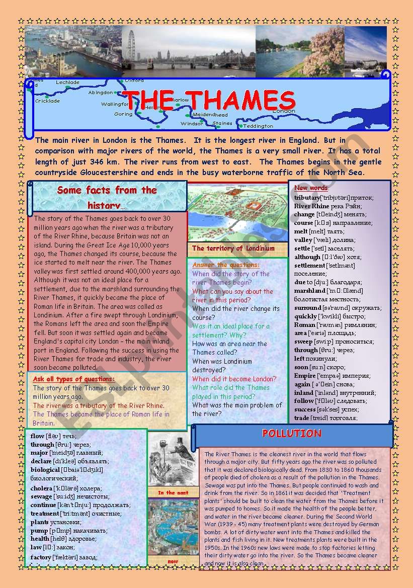 THE THAMES (2 PAGES) worksheet