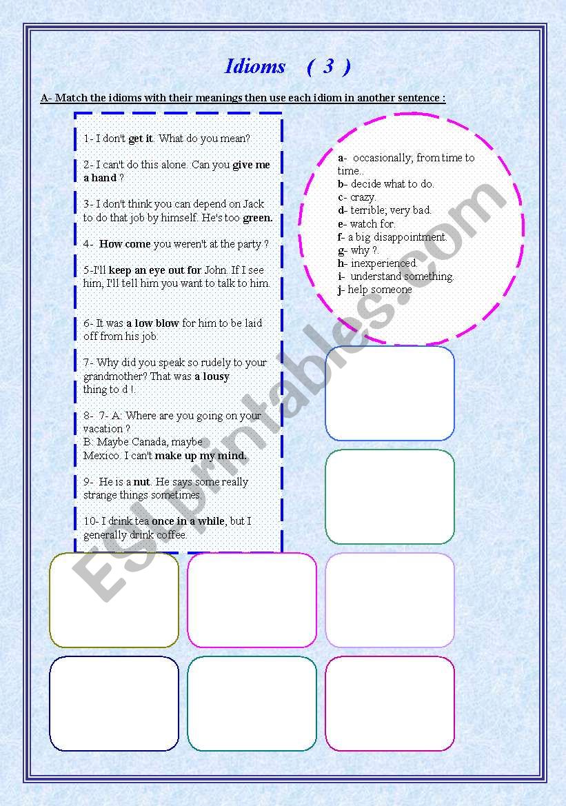 Idioms worksheet