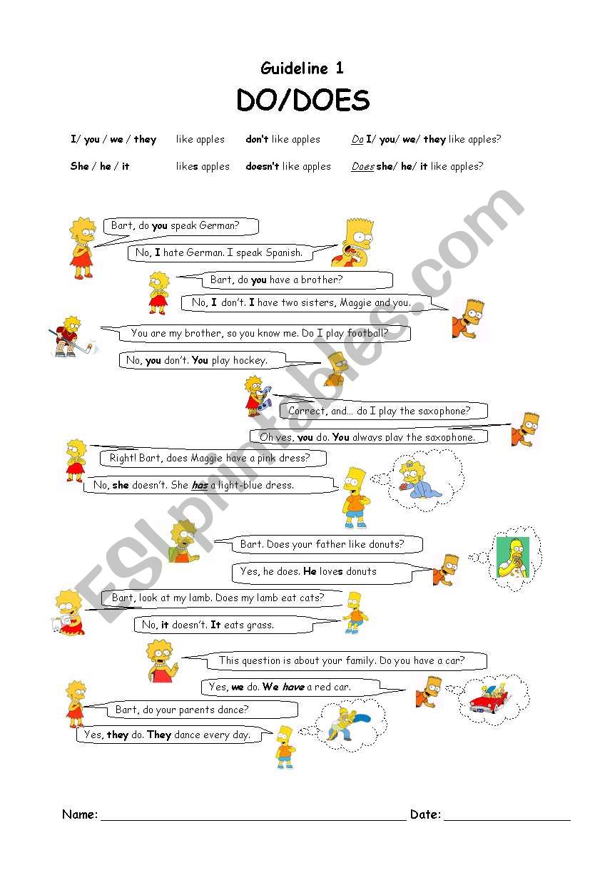 The Simpsons: Simple Present worksheet
