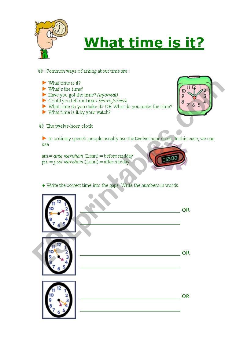 What time is it? worksheet