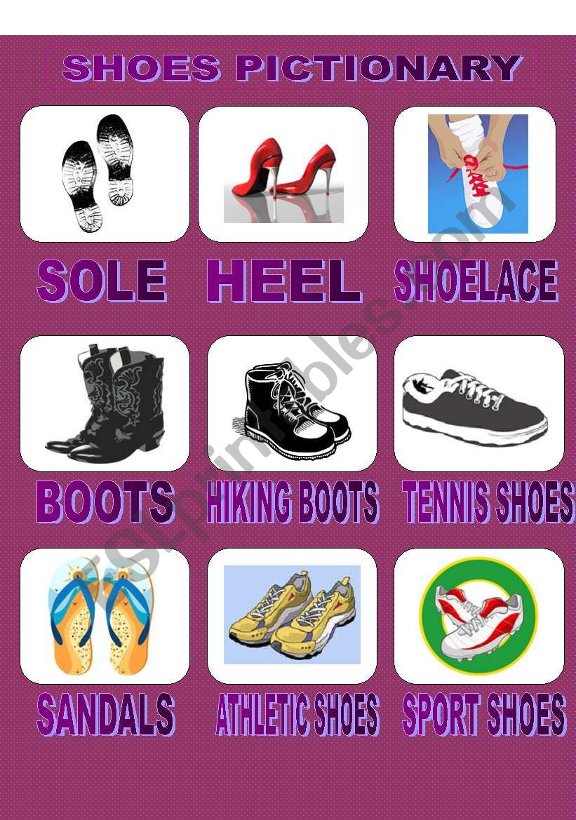 Shoes Pictionary worksheet