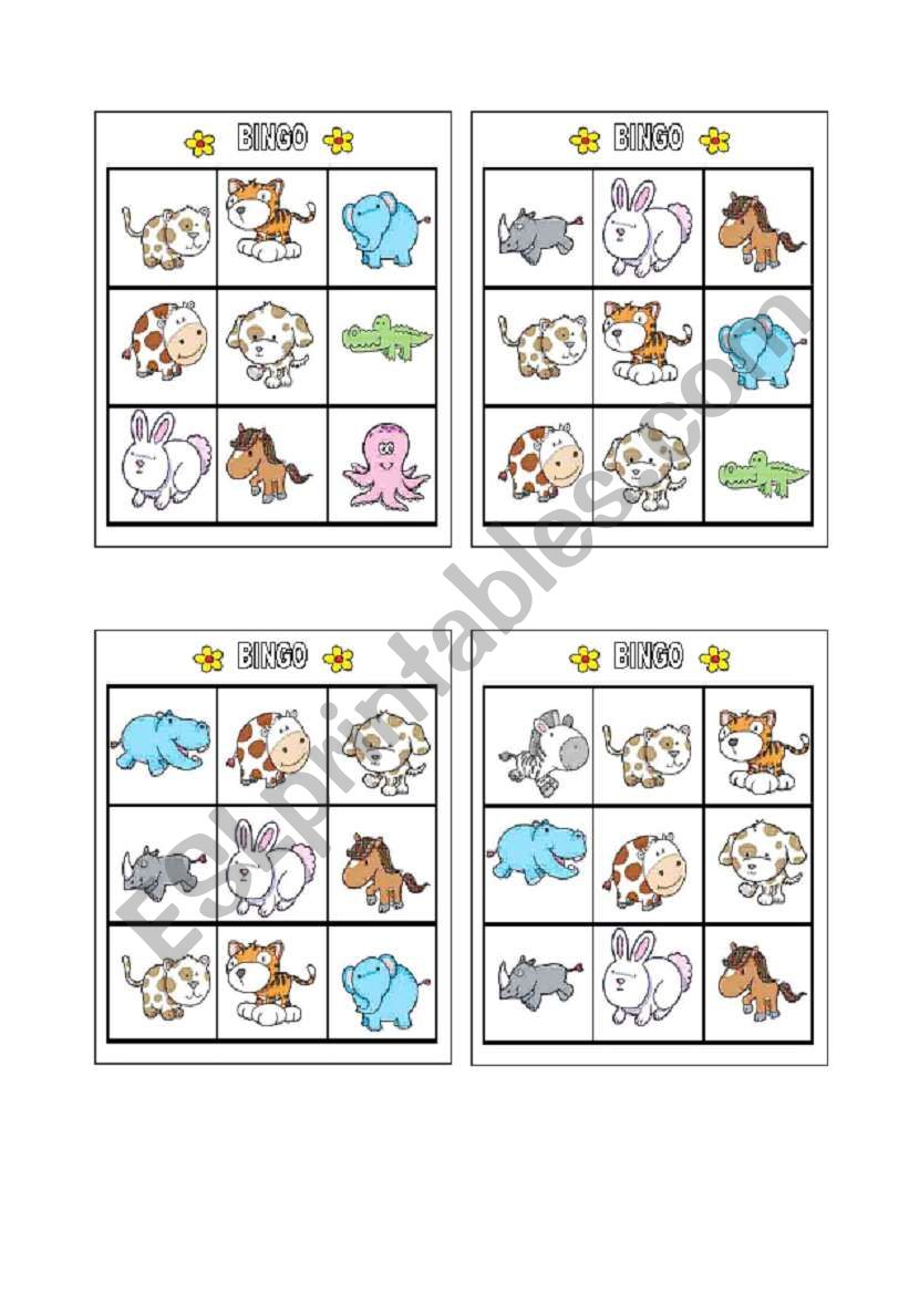 Bingo - Animals Page 5 worksheet