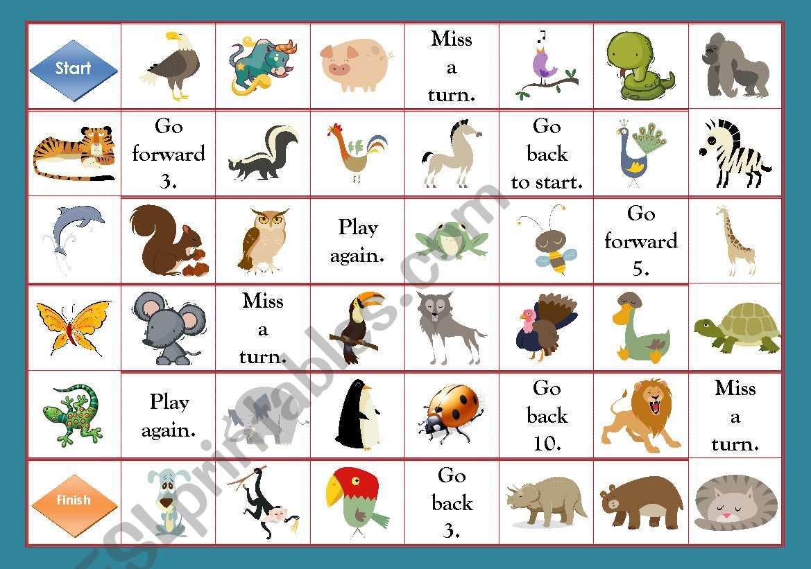 Animals Boardgame worksheet