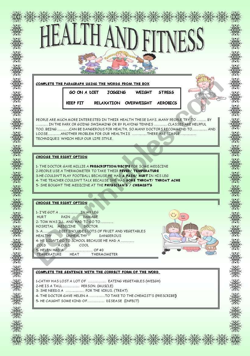 HEALTH AND FITNESS worksheet