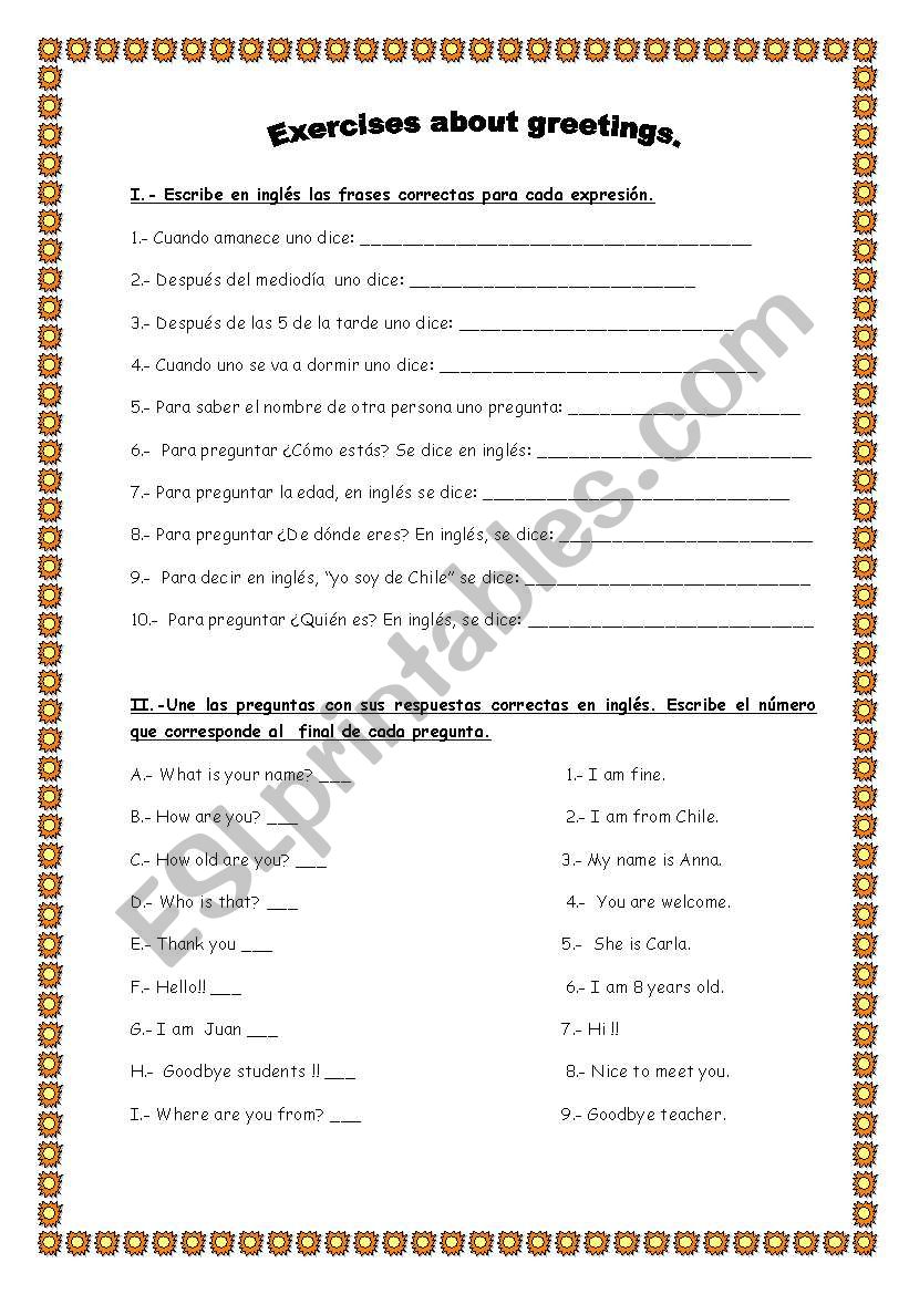 greetings worksheet