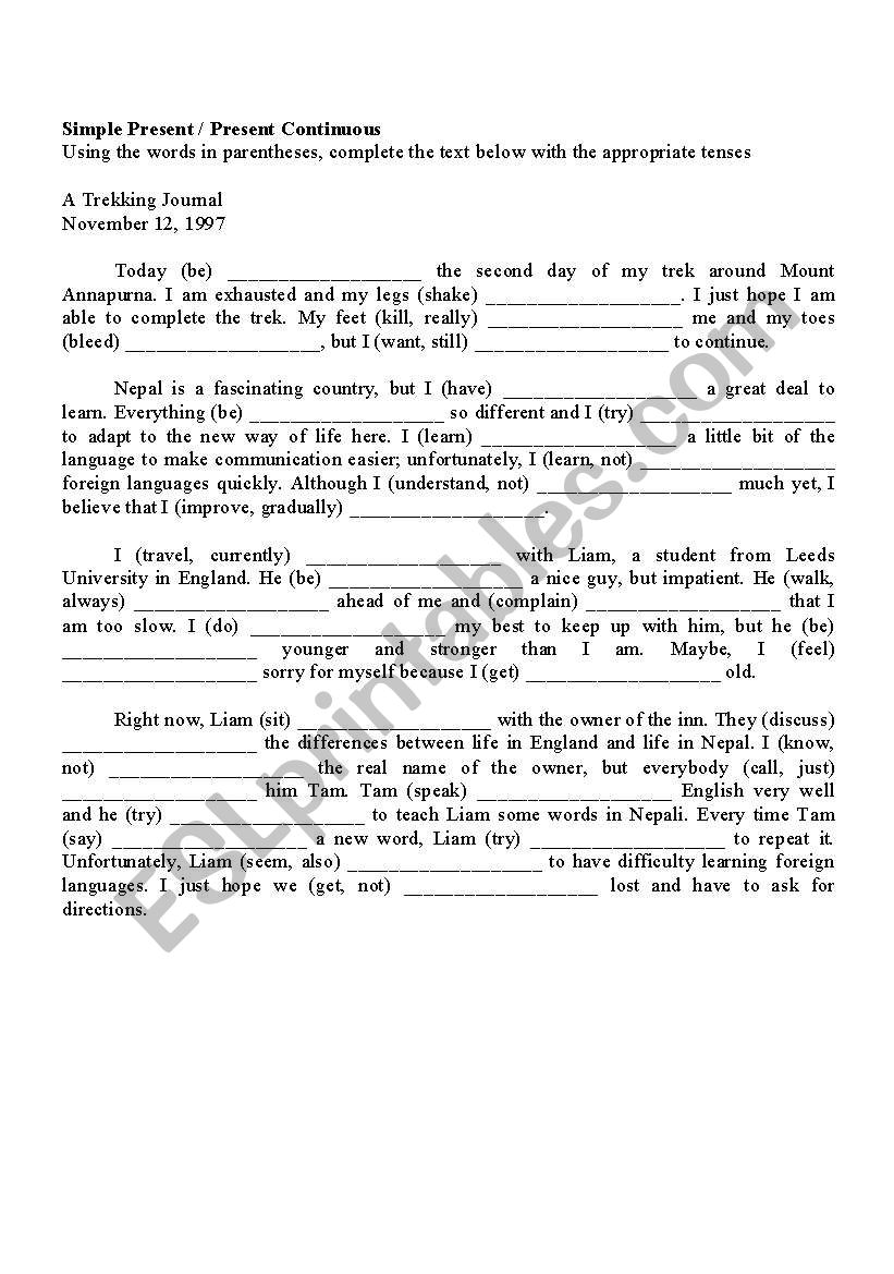 Using of simple present and present continuous