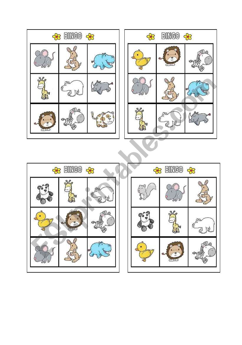 Bingo - Animals Page 7 worksheet