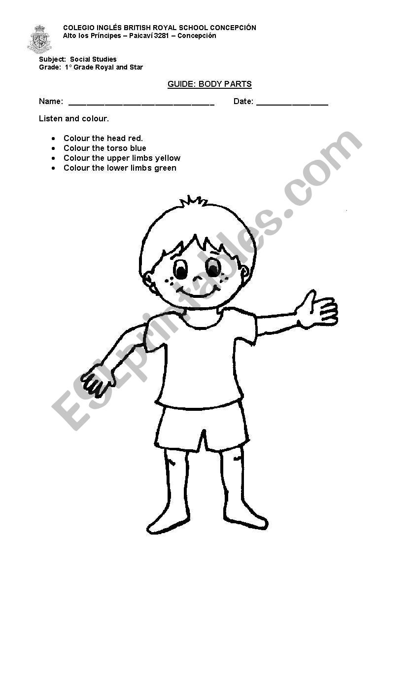 Body Parts worksheet