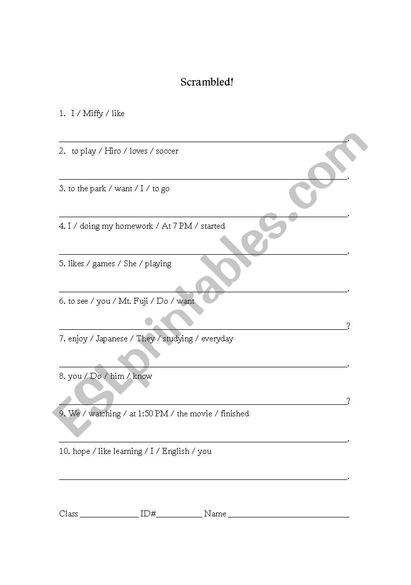 Scrambled worksheet