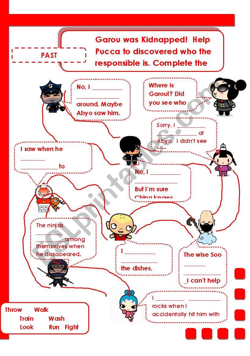 past continuous with pucca worksheet