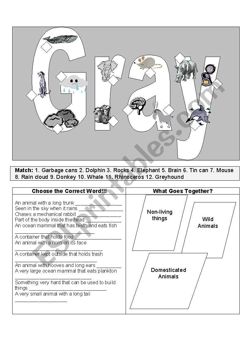 Gray things worksheet