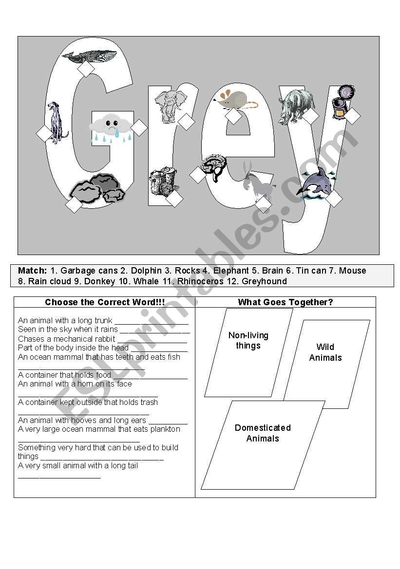 Grey things  worksheet