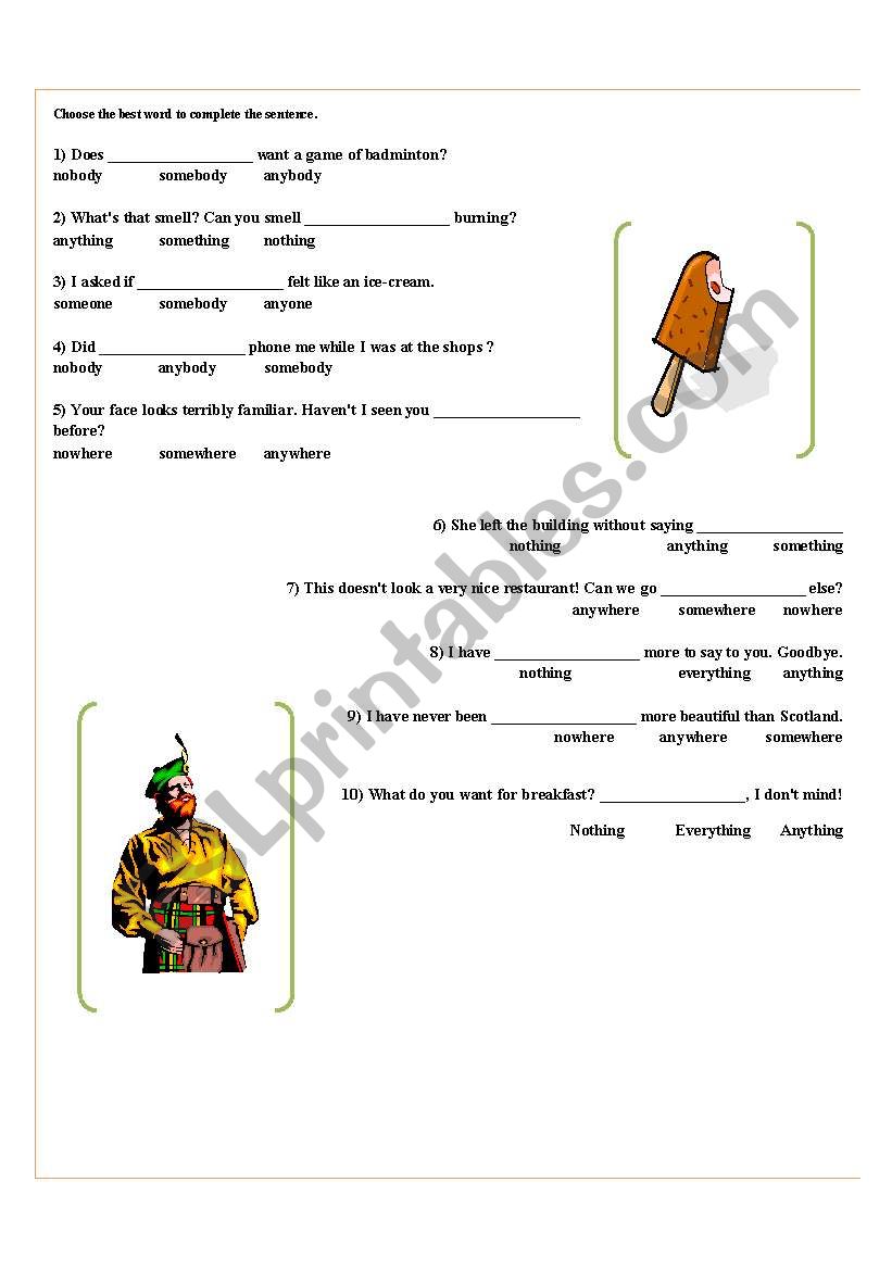 Nobody is Somewhere worksheet