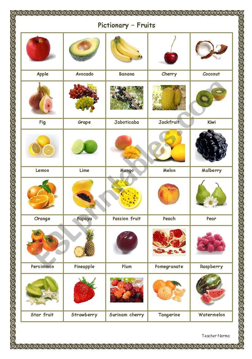 Pictionary - Fruits worksheet