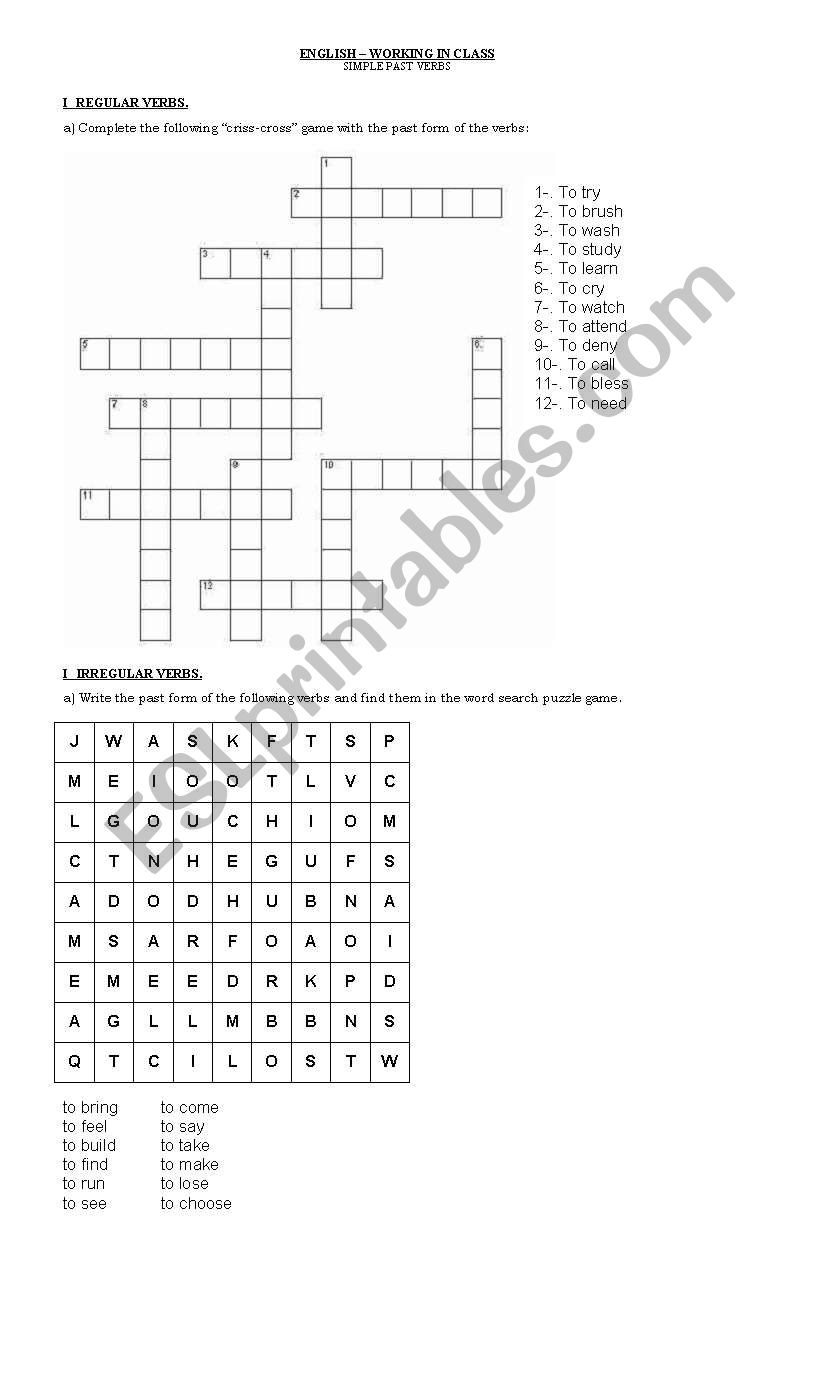 Simple Past Vebrs worksheet