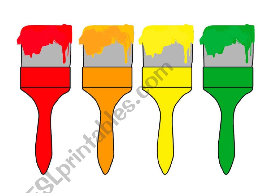 Colour Brushes Flashcards worksheet