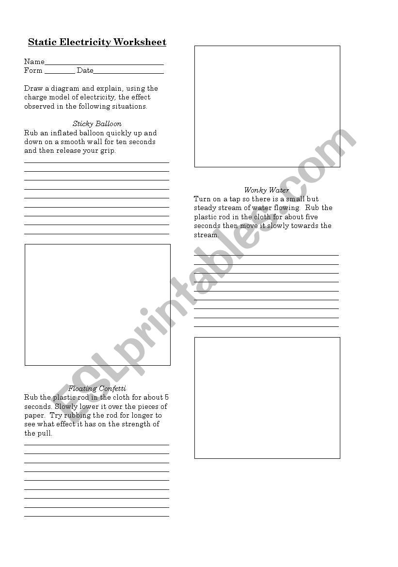 static electricity worksheet