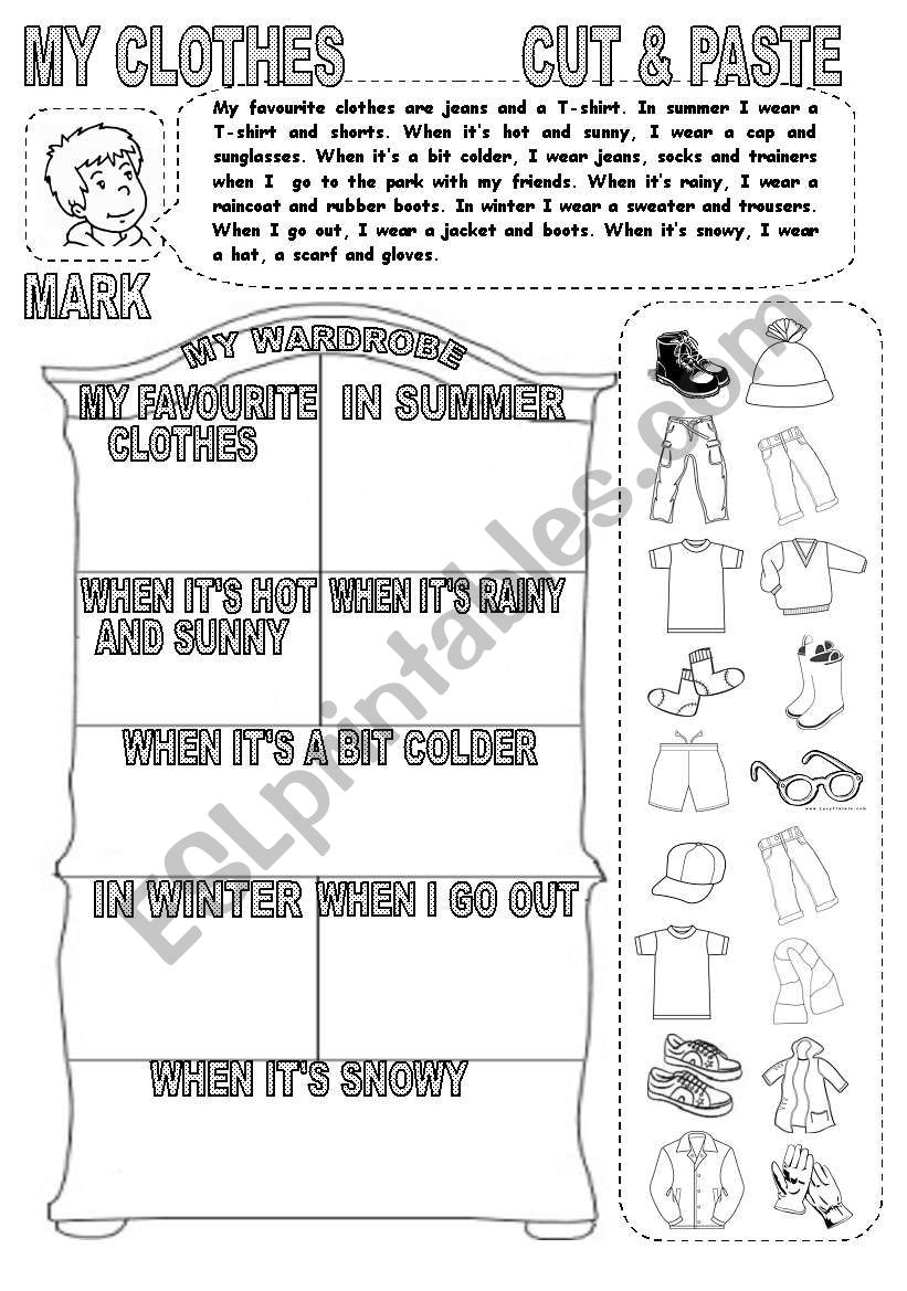 MY CLOTHES CUT & PASTE (1) worksheet