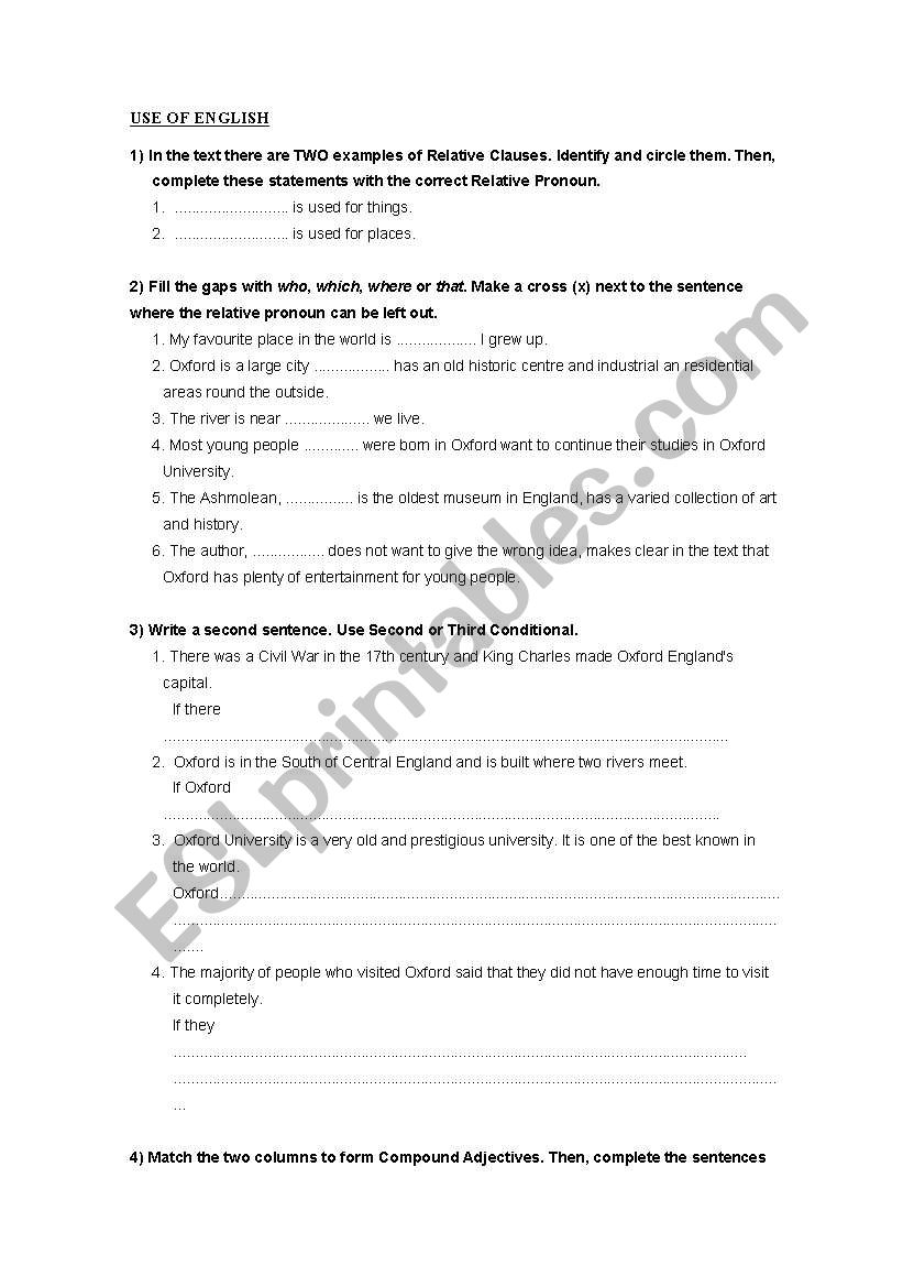 My home town: Oxford (2) worksheet