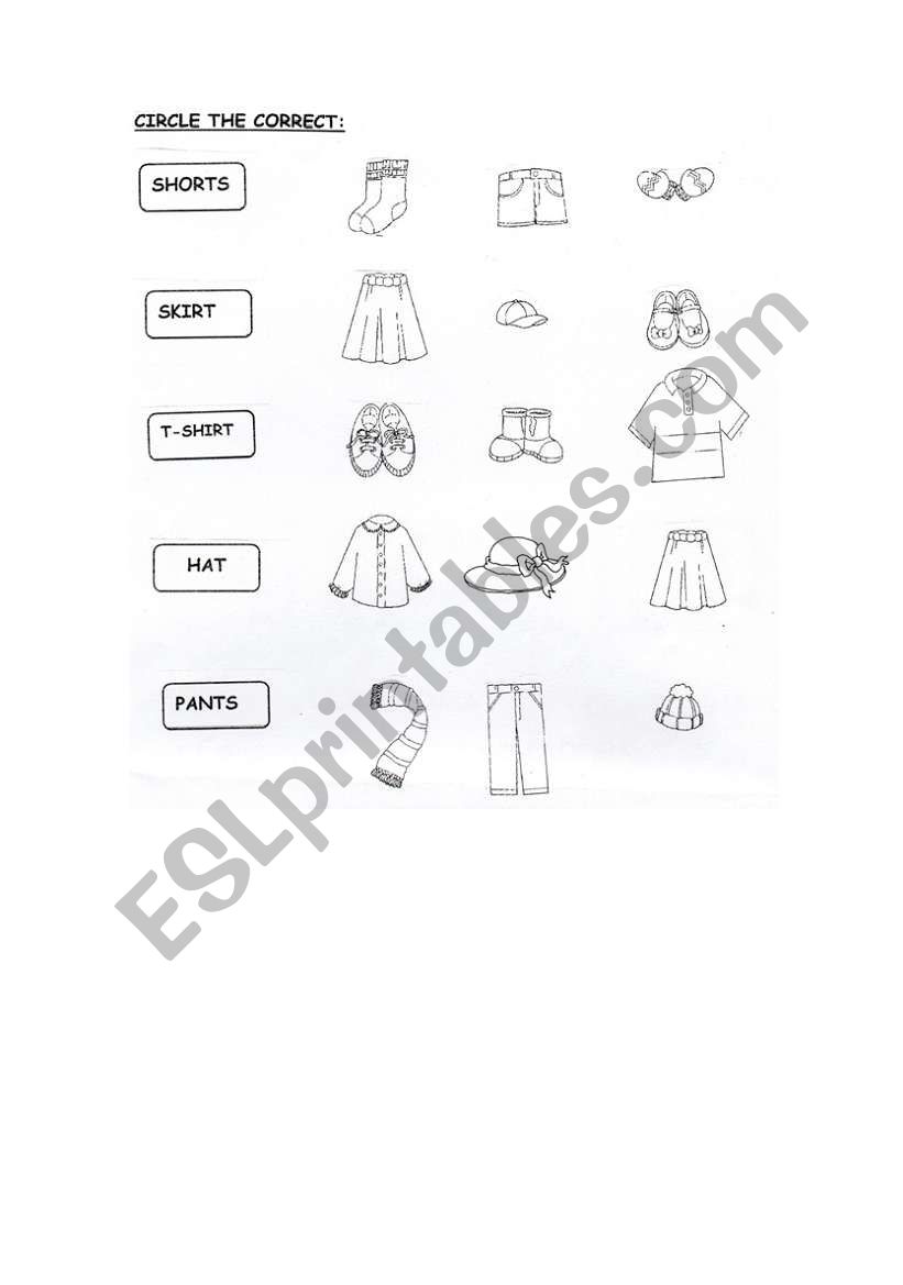 CLOTHES worksheet