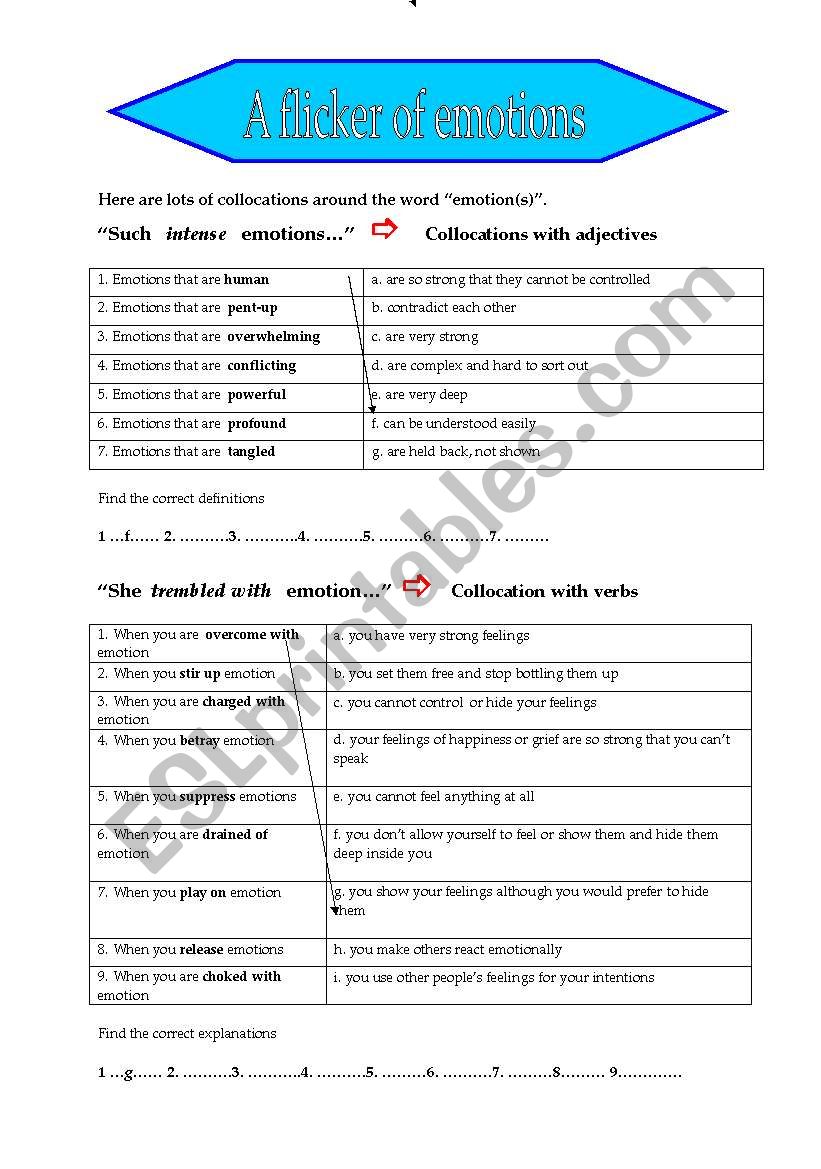 **__EMOTIONS__ **   -  Collocations 