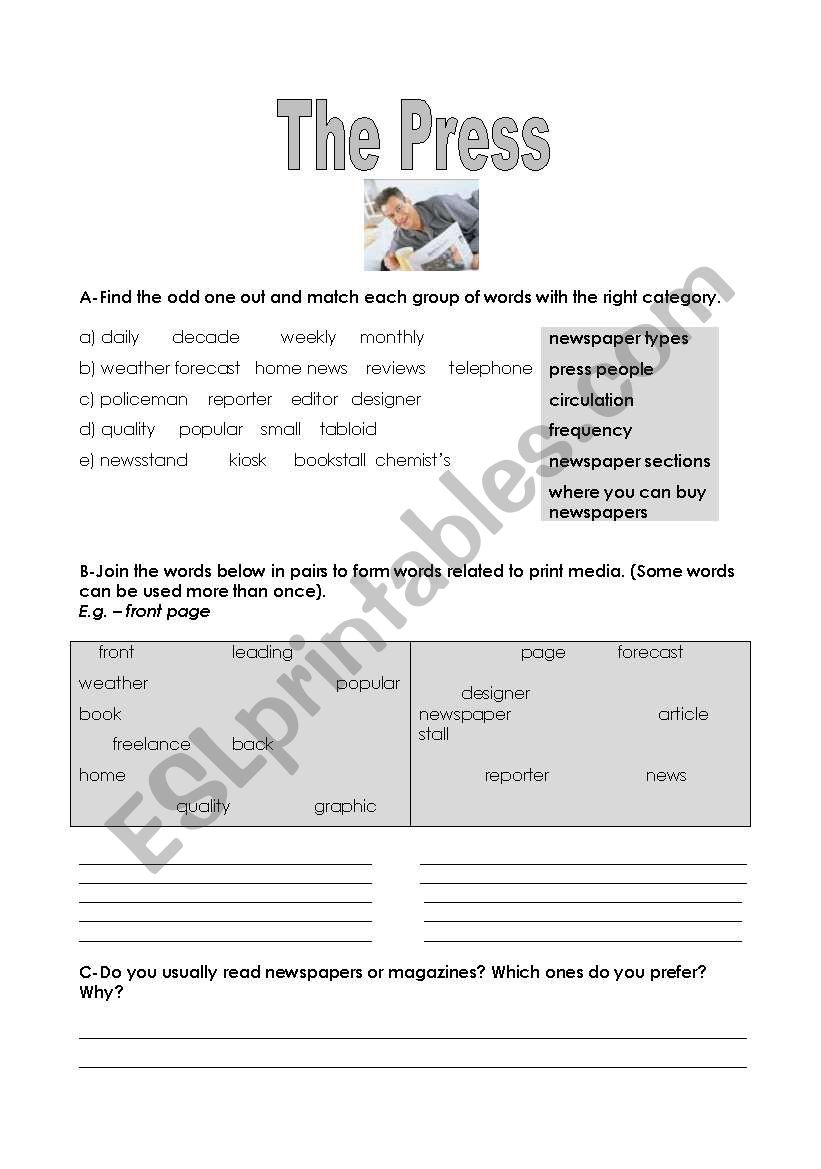 The Press worksheet