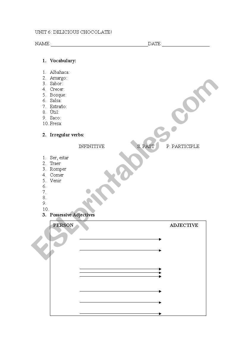 English Control worksheet