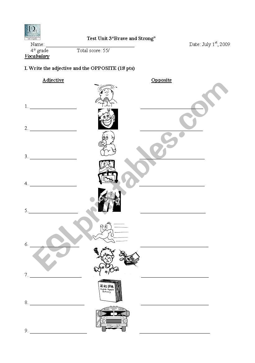 opposite adjectives worksheet