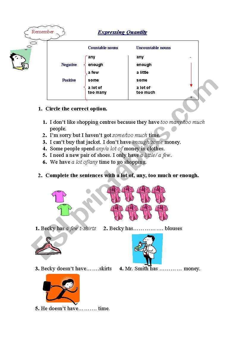 Expressing Quantity worksheet