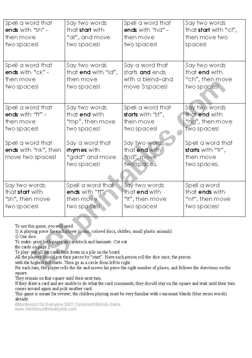 Vocabulary Game worksheet