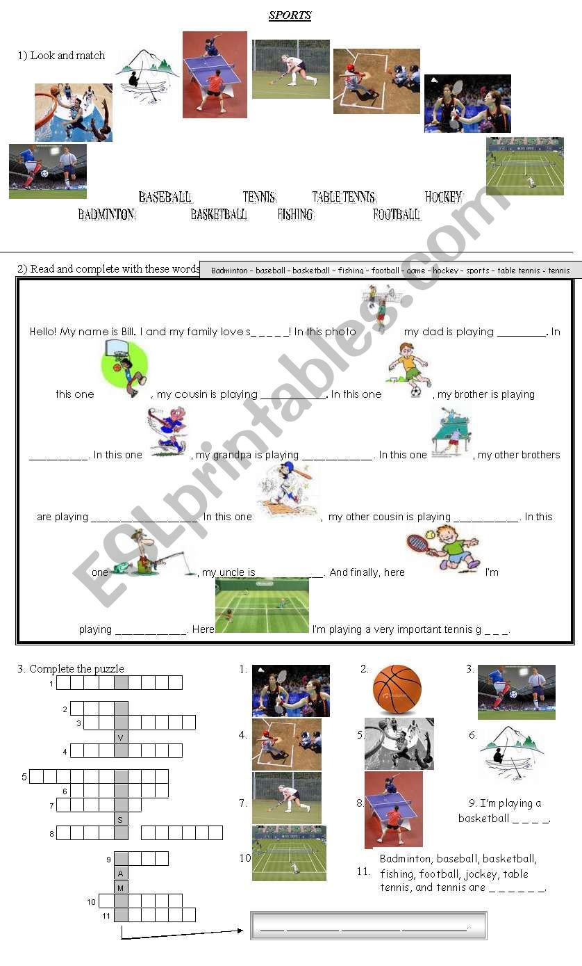 Sports worksheet