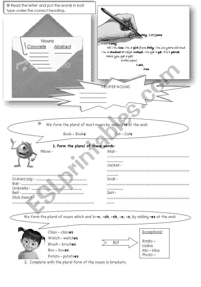 Nouns - plural forms (part I) worksheet