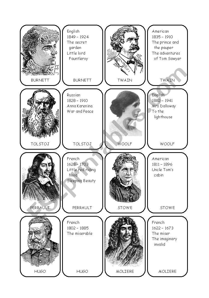 FAMOUS WRITERS - GAME 2/2 worksheet