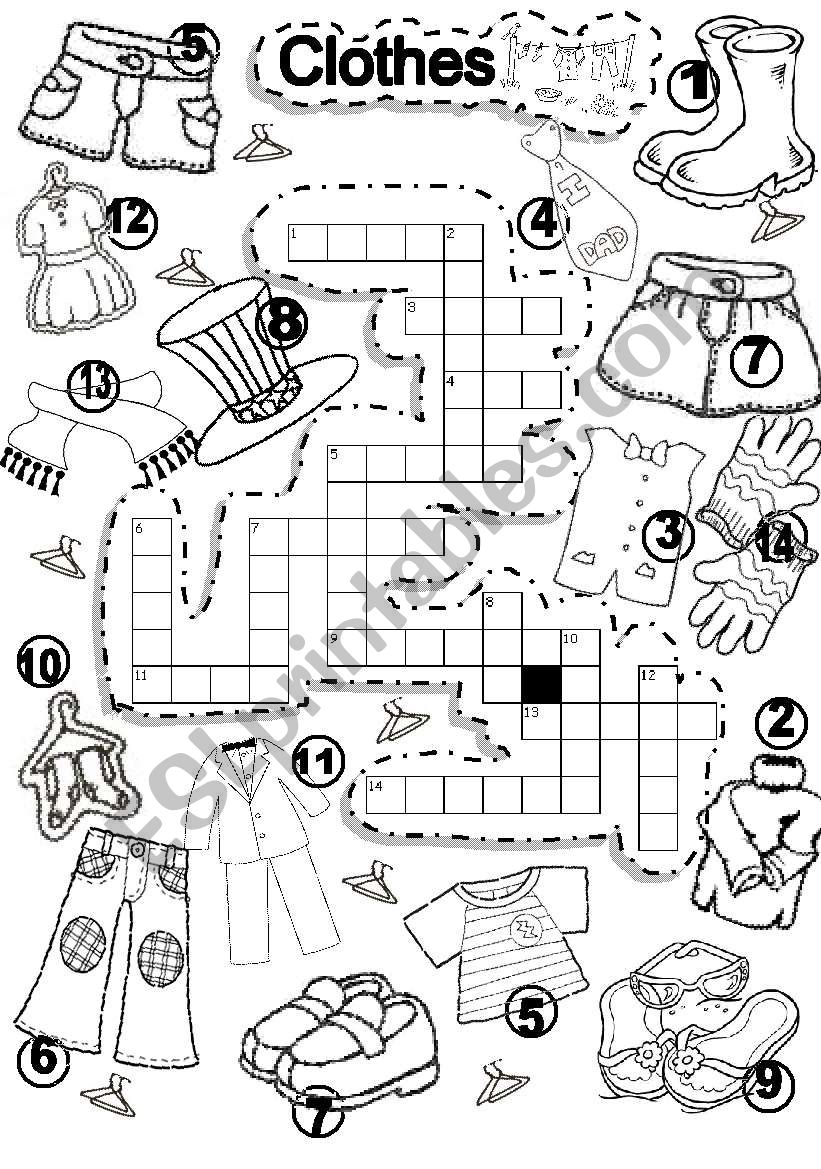 CLOTHES CRISS CROSS PUZZLE worksheet