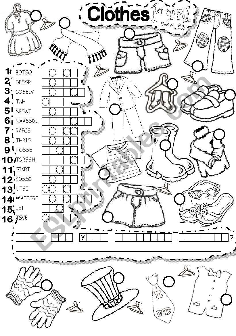 CLOTHES PUZZLE worksheet